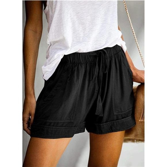 Womens Comfy Drawstring Casual Elastic Waist Pocketed Shorts - Picture 1 of 5